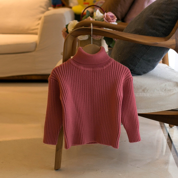 Vaikų megztinis Korėjietišku stiliumi, su fliso įdėklu, aukštu kaklu, ilgas rankoves (žiema, ruduo ir pavasaris)