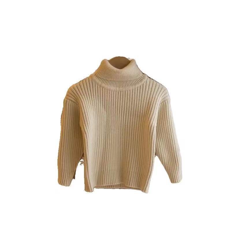 Vaikų megztinis Korėjietišku stiliumi, su fliso įdėklu, aukštu kaklu, ilgas rankoves (žiema, ruduo ir pavasaris)