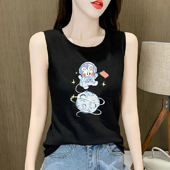 Tank top u japansko-korejskom ležernom stilu, ravni kroj, poliester 50–70%, jednobojni uzorak