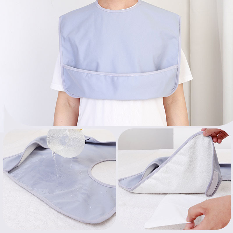 Odrasli bib za jelo, unisex, pamuk, za ležeće pacijente