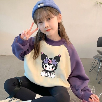 Mergaitėms skirtas Korėjos stiliaus džemperis su animaciniu raštu, tankus audinys, ilgomis rankovėmis, vaikams nuo 3 iki 8 metų