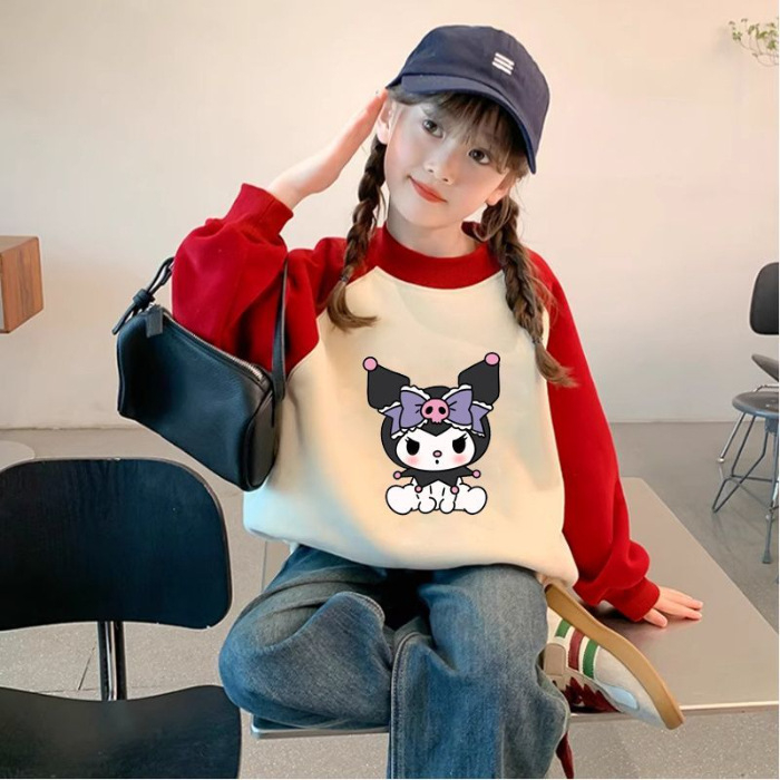 Mergaitėms skirtas Korėjos stiliaus džemperis su animaciniu raštu, tankus audinys, ilgomis rankovėmis, vaikams nuo 3 iki 8 metų