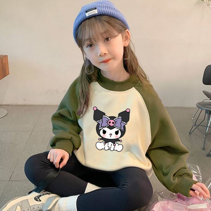 Mergaitėms skirtas Korėjos stiliaus džemperis su animaciniu raštu, tankus audinys, ilgomis rankovėmis, vaikams nuo 3 iki 8 metų