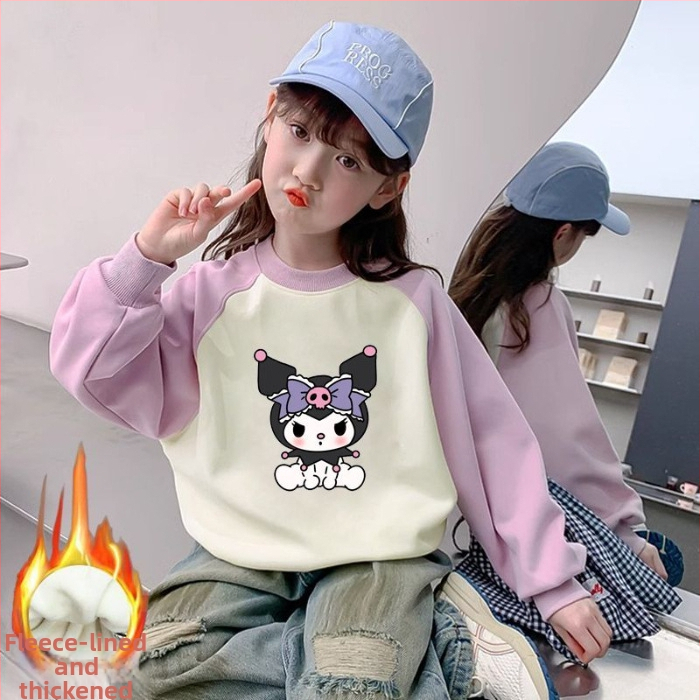 Mergaitėms skirtas Korėjos stiliaus džemperis su animaciniu raštu, tankus audinys, ilgomis rankovėmis, vaikams nuo 3 iki 8 metų