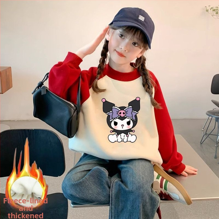 Mergaitėms skirtas Korėjos stiliaus džemperis su animaciniu raštu, tankus audinys, ilgomis rankovėmis, vaikams nuo 3 iki 8 metų