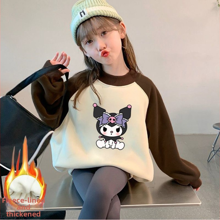 Mergaitėms skirtas Korėjos stiliaus džemperis su animaciniu raštu, tankus audinys, ilgomis rankovėmis, vaikams nuo 3 iki 8 metų