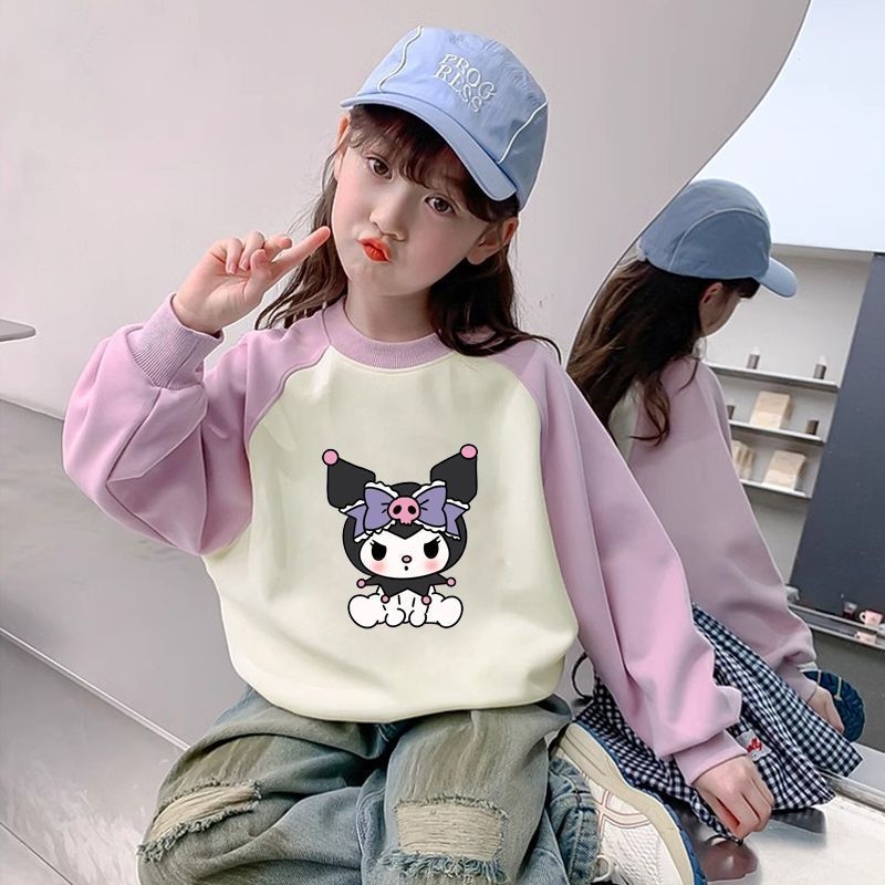 Mergaitėms skirtas Korėjos stiliaus džemperis su animaciniu raštu, tankus audinys, ilgomis rankovėmis, vaikams nuo 3 iki 8 metų