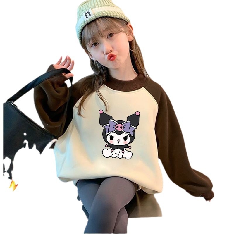 Mergaitėms skirtas Korėjos stiliaus džemperis su animaciniu raštu, tankus audinys, ilgomis rankovėmis, vaikams nuo 3 iki 8 metų