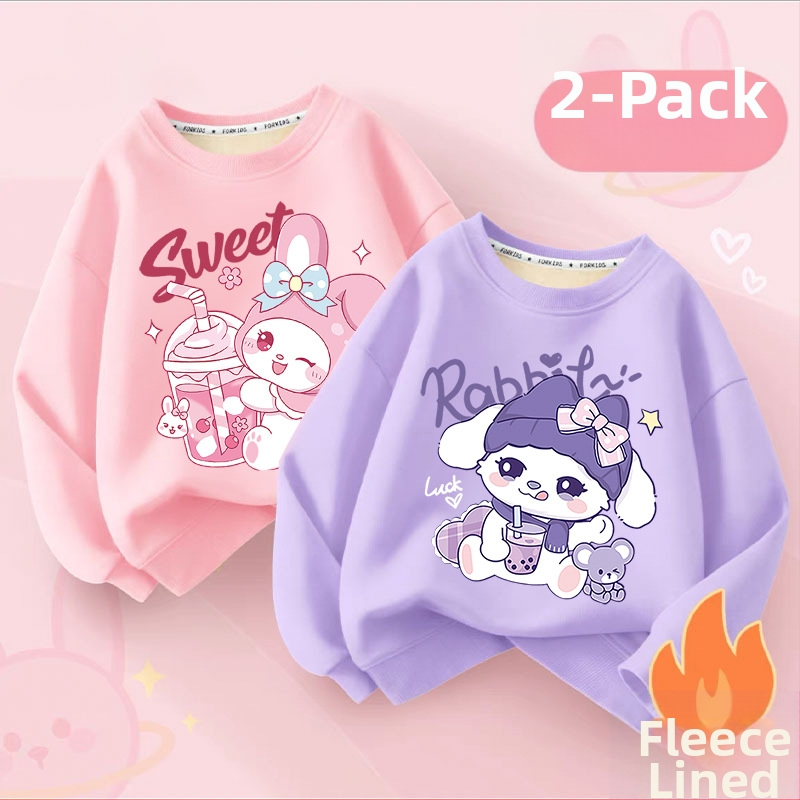 Vaikų flisinis džemperis su ilgomis rankovėmis, megztinio stiliaus, animacinis raštas, vilnos pamušalas