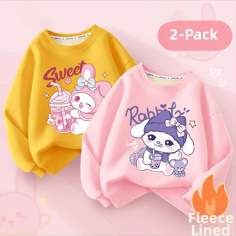 Vaikų flisinis džemperis su ilgomis rankovėmis, megztinio stiliaus, animacinis raštas, vilnos pamušalas