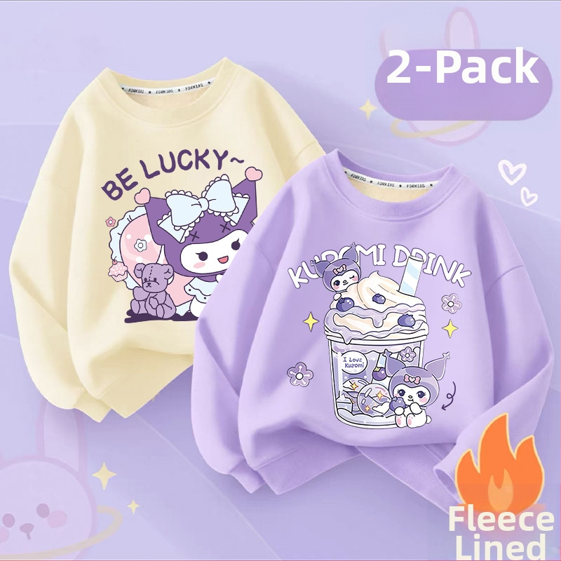 Vaikų flisinis džemperis su ilgomis rankovėmis, megztinio stiliaus, animacinis raštas, vilnos pamušalas