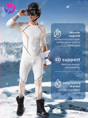 Vīriešu skiju bāzes slāņa komplekts ar ātru žāvēšanu – silts, mitrumu vadot, maisījuma šķiedras, piemērots ziemai, rudenim un pavasarim.