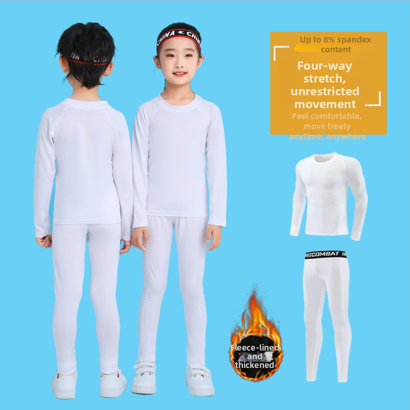 Unisex bērnu sporta komplekts — 92% poliesters, 8% spandeks iekšējā odā; ātri žūst; ziemas pavasaris rudens; piemērots fitness, basketbolam un futbolam
