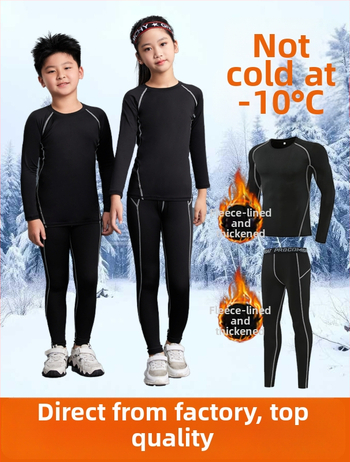 Unisex bērnu sporta komplekts ar stingru piegriezumu, garas piedurknes, gurnu garums, 92% poliesters ar 8% spandeksa oderi, velūra iekšpuse; piemērots ziemai, pavasarim un rudenim; basketbols, futbols, skrējiens.