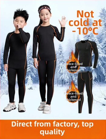 Unisex bērnu sporta komplekts ar stingru piegriezumu, garas piedurknes, gurnu garums, 92% poliesters ar 8% spandeksa oderi, velūra iekšpuse; piemērots ziemai, pavasarim un rudenim; basketbols, futbols, skrējiens.