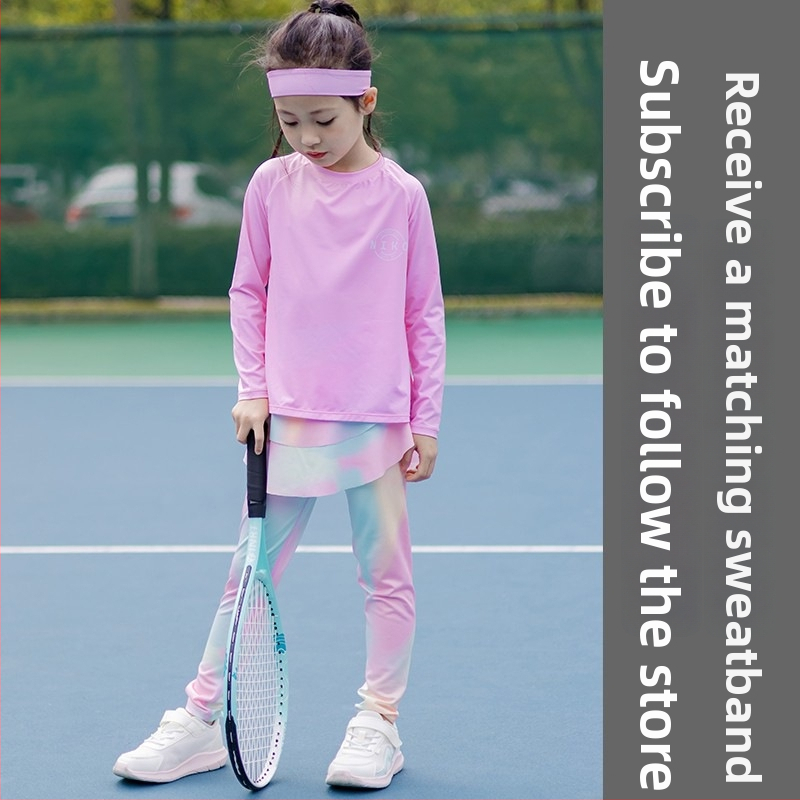 Mergaitėms skirtas rudens-žiemos dviejų dalių sportinis komplektas, UV apsauga, ilgos rankovės, iš regeneruotos celiuliozės pluošto