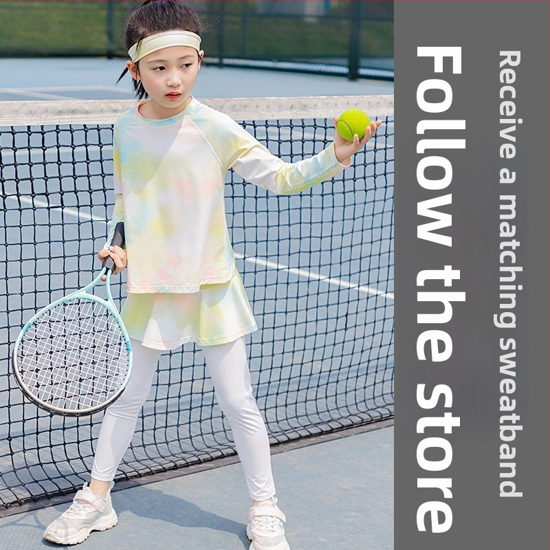 Mergaitėms skirtas rudens-žiemos dviejų dalių sportinis komplektas, UV apsauga, ilgos rankovės, iš regeneruotos celiuliozės pluošto