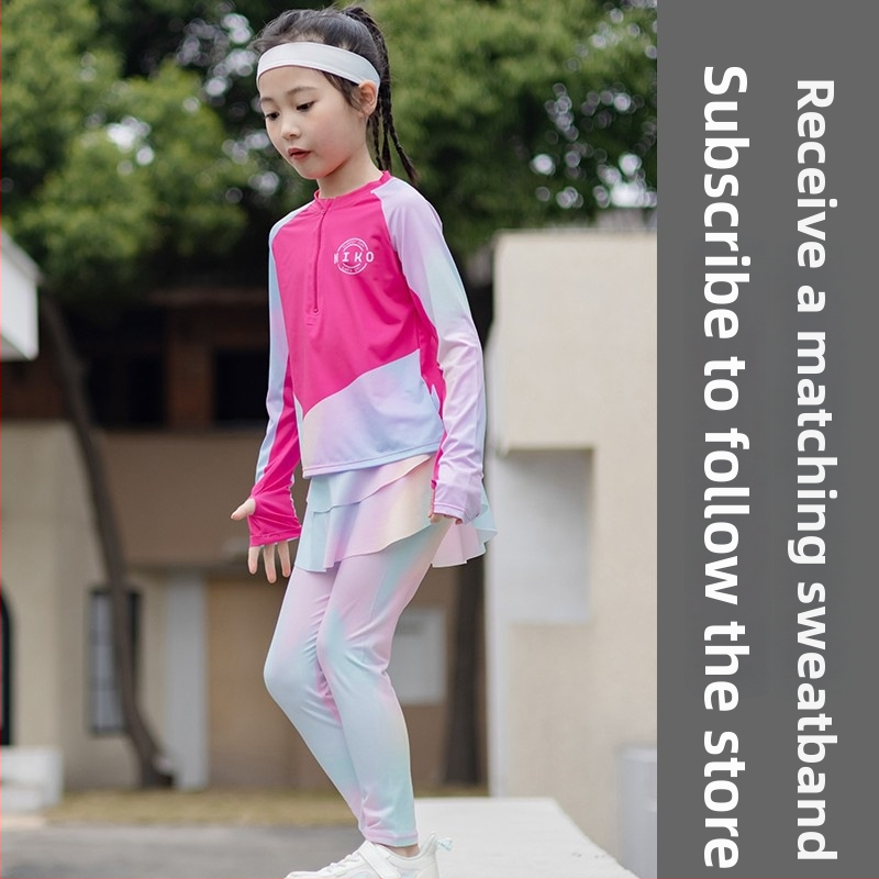 Mergaitėms skirtas rudens-žiemos dviejų dalių sportinis komplektas, UV apsauga, ilgos rankovės, iš regeneruotos celiuliozės pluošto
