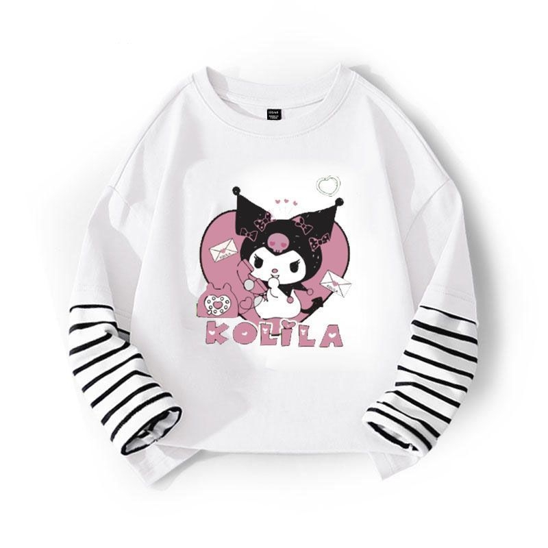 Vaikų marškinėliai su ilgomis rankovėmis naujagimiams mergaitėms, animacinių filmų raštas, corduroy audinys su triušio kailiu (pagrindinis audinys 91-95%)