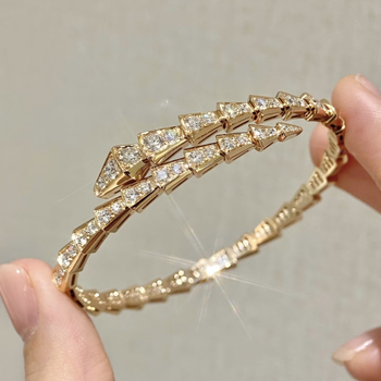 Baojia kígyó karkötő teljes gyémánttal, rugalmas nyitás, kevert anyagok, súly 20 g, Cold Wind stílus, személyre szabott trend ékszer