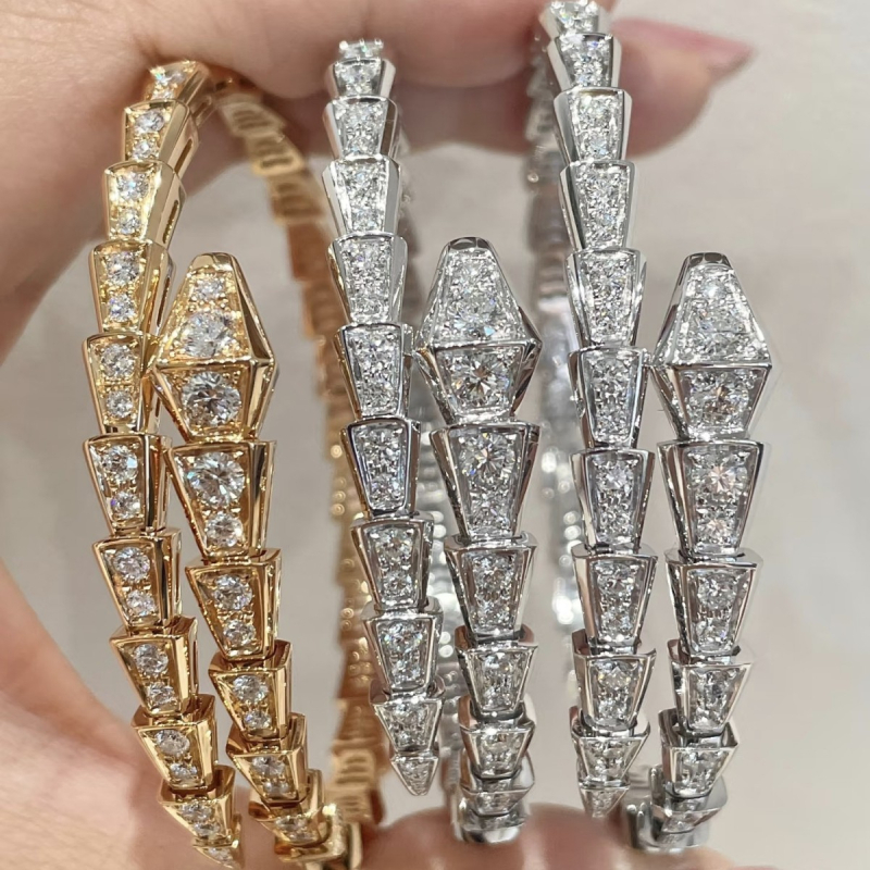 Baojia kígyó karkötő teljes gyémánttal, rugalmas nyitás, kevert anyagok, súly 20 g, Cold Wind stílus, személyre szabott trend ékszer