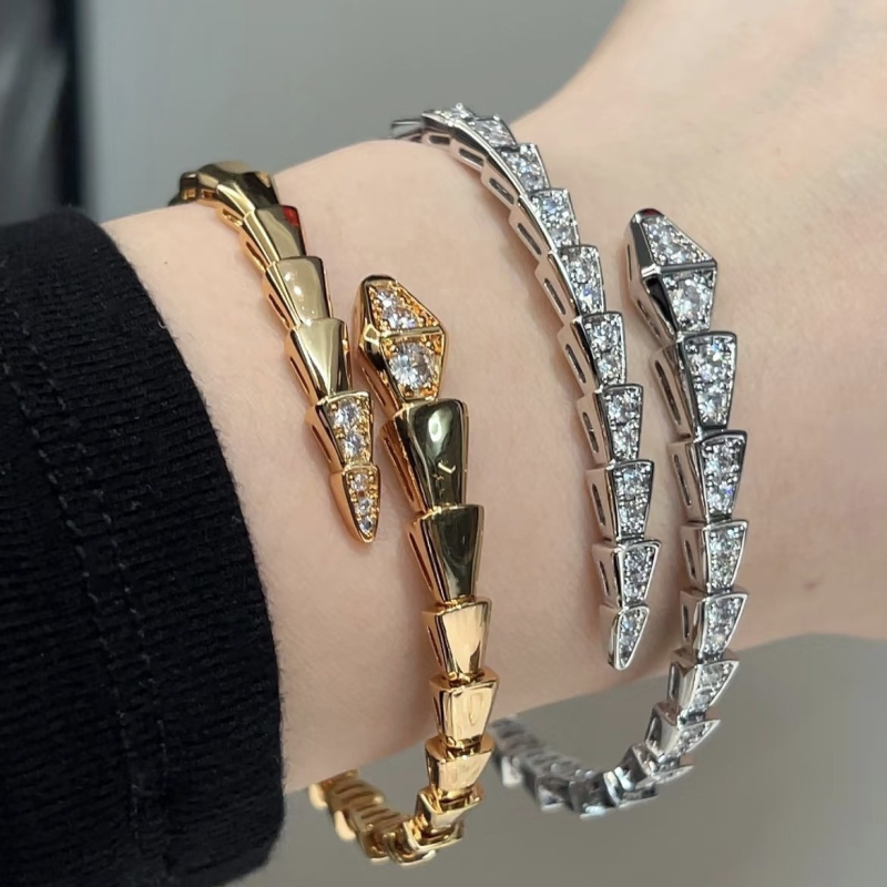 Baojia kígyó karkötő teljes gyémánttal, rugalmas nyitás, kevert anyagok, súly 20 g, Cold Wind stílus, személyre szabott trend ékszer