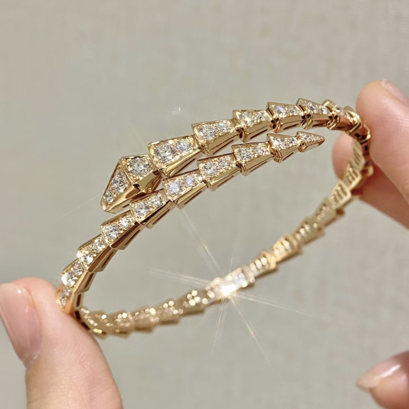 Baojia kígyó karkötő teljes gyémánttal, rugalmas nyitás, kevert anyagok, súly 20 g, Cold Wind stílus, személyre szabott trend ékszer