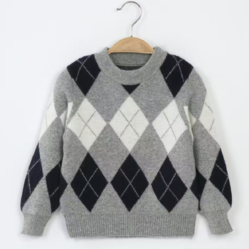 Vaikų megztinis, Korėjos stiliaus, storas kašmyro megztinis, apvali kaklo iškirptė, ilgos rankovės