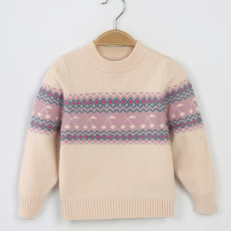 Vaikų megztinis, Korėjos stiliaus, storas kašmyro megztinis, apvali kaklo iškirptė, ilgos rankovės