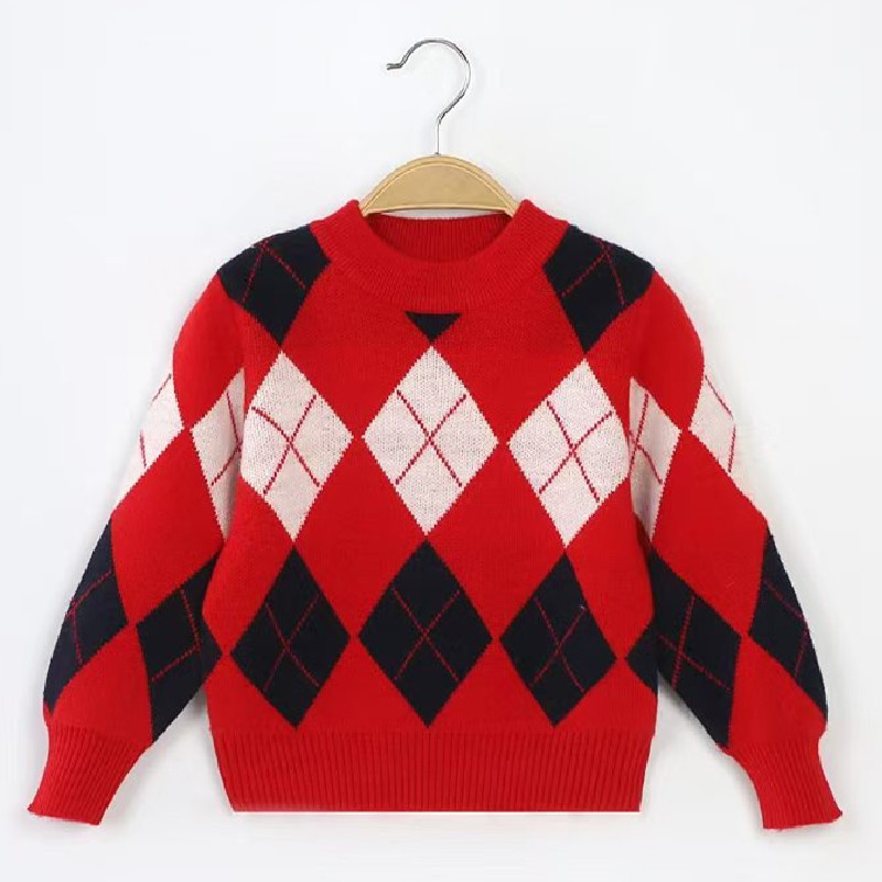 Vaikų megztinis, Korėjos stiliaus, storas kašmyro megztinis, apvali kaklo iškirptė, ilgos rankovės