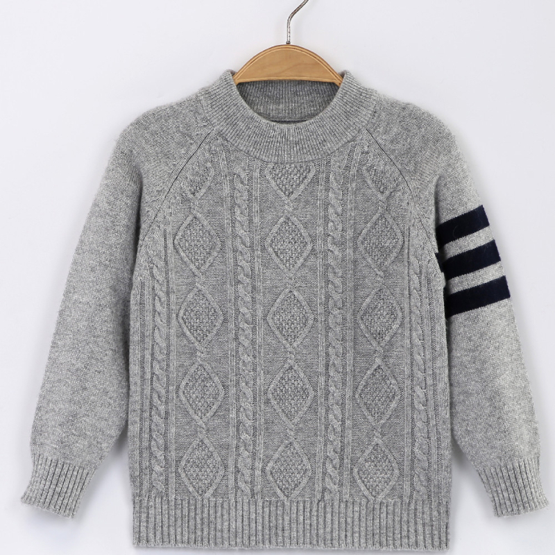 Vaikų megztinis, Korėjos stiliaus, storas kašmyro megztinis, apvali kaklo iškirptė, ilgos rankovės