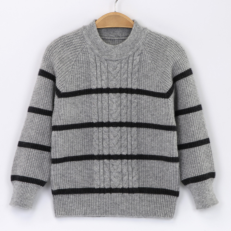 Vaikų megztinis, Korėjos stiliaus, storas kašmyro megztinis, apvali kaklo iškirptė, ilgos rankovės