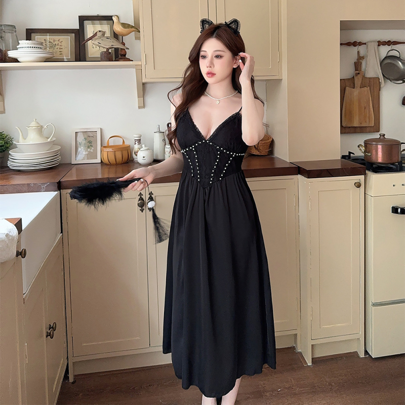 Set za domaću odjeću od ice silk s V-izrezom i dugim rukavima, 90–95% poliester, umjerena težina 161–180 g/m2