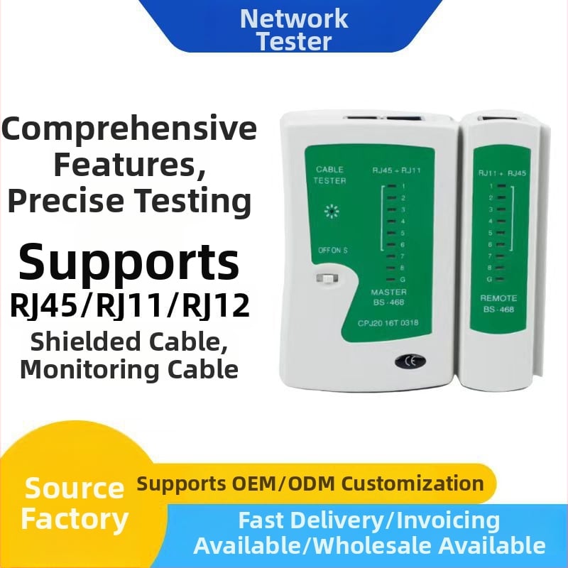 RJ45/RJ11 tester mrežnih kablova i telefonskih linija (Brend BS; Materijal: Plastika; Set: 1 kom.; Opseg primjene: testiranje mrežnih kablova i telefonskih linija; Format: Srednji)