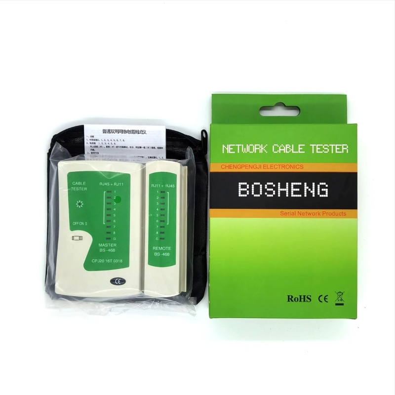 RJ45/RJ11 tester mrežnih kablova i telefonskih linija (Brend BS; Materijal: Plastika; Set: 1 kom.; Opseg primjene: testiranje mrežnih kablova i telefonskih linija; Format: Srednji)