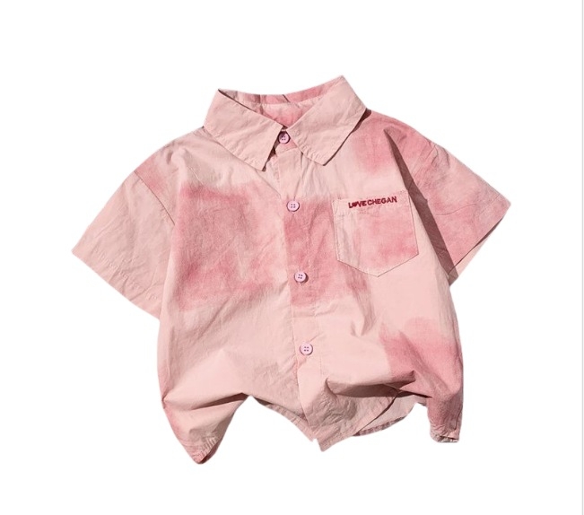 Unisex vaikų marškinėliai – Mori stiliaus vintage gėlių raštas, trumpomis rankovėmis, marškinėlių apykaklė, 2025 m. vasara