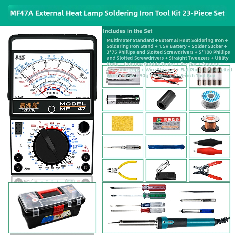 Analogni multimetar MF47 s mehaničkim pokazivačem, visoka preciznost, za električare i studente (MF47A: standardna konfiguracija; s krokodilskim klipom; s 10A vrhom; s silikon kablovima)