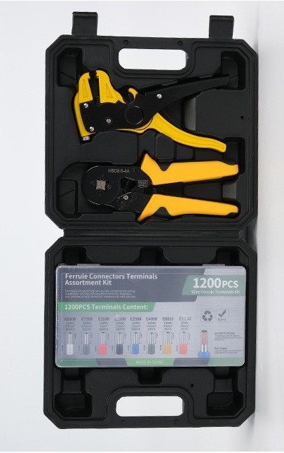 Krimpēšanas knaibles komplekts Eiropas caurulveida tipa terminālim, 1200 gab., HSC8 6-4A, CHKISA