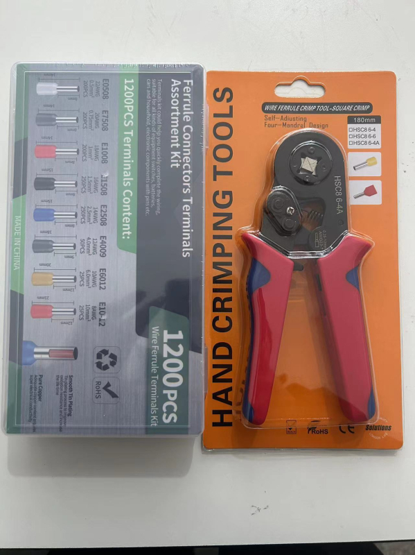 Krimpēšanas knaibles komplekts Eiropas caurulveida tipa terminālim, 1200 gab., HSC8 6-4A, CHKISA