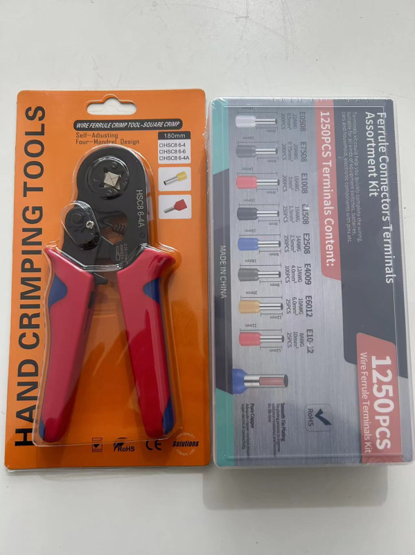 Krimpēšanas knaibles komplekts Eiropas caurulveida tipa terminālim, 1200 gab., HSC8 6-4A, CHKISA