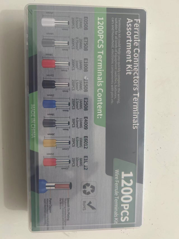 Krimpēšanas knaibles komplekts Eiropas caurulveida tipa terminālim, 1200 gab., HSC8 6-4A, CHKISA