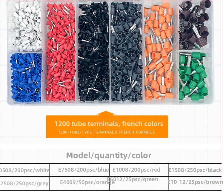 Krimpēšanas knaibles komplekts Eiropas caurulveida tipa terminālim, 1200 gab., HSC8 6-4A, CHKISA