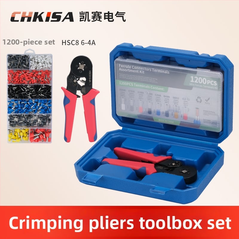 Krimpēšanas knaibles komplekts Eiropas caurulveida tipa terminālim, 1200 gab., HSC8 6-4A, CHKISA