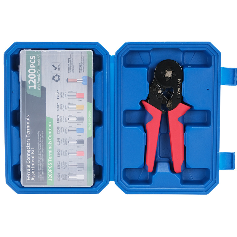 Krimpēšanas knaibles komplekts Eiropas caurulveida tipa terminālim, 1200 gab., HSC8 6-4A, CHKISA