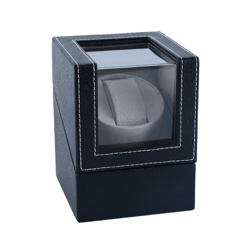 Pulksteņu kārba ar automātisku uzgriešanu — PU āda + MDF, roku šuvums, dubultā iepakošana