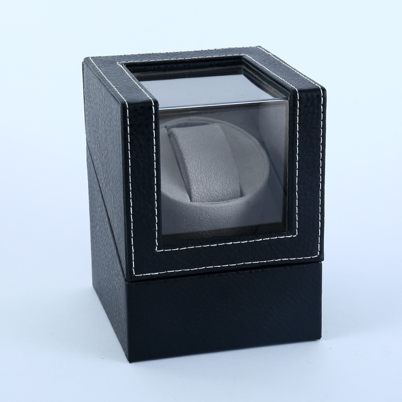 Pulksteņu kārba ar automātisku uzgriešanu — PU āda + MDF, roku šuvums, dubultā iepakošana