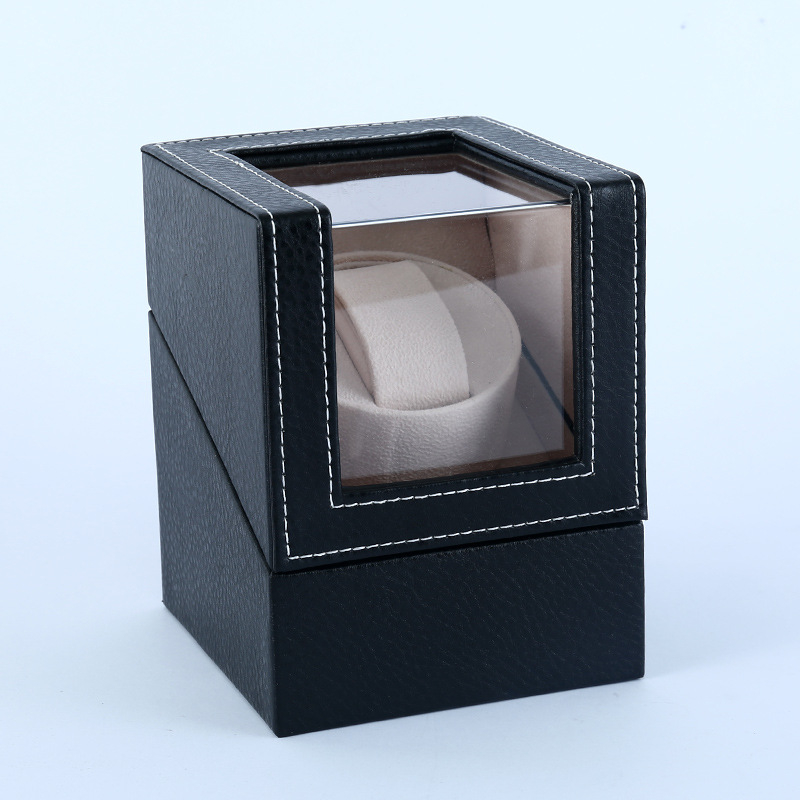 Pulksteņu kārba ar automātisku uzgriešanu — PU āda + MDF, roku šuvums, dubultā iepakošana