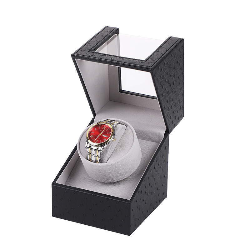 Pulksteņu kārba ar automātisku uzgriešanu — PU āda + MDF, roku šuvums, dubultā iepakošana