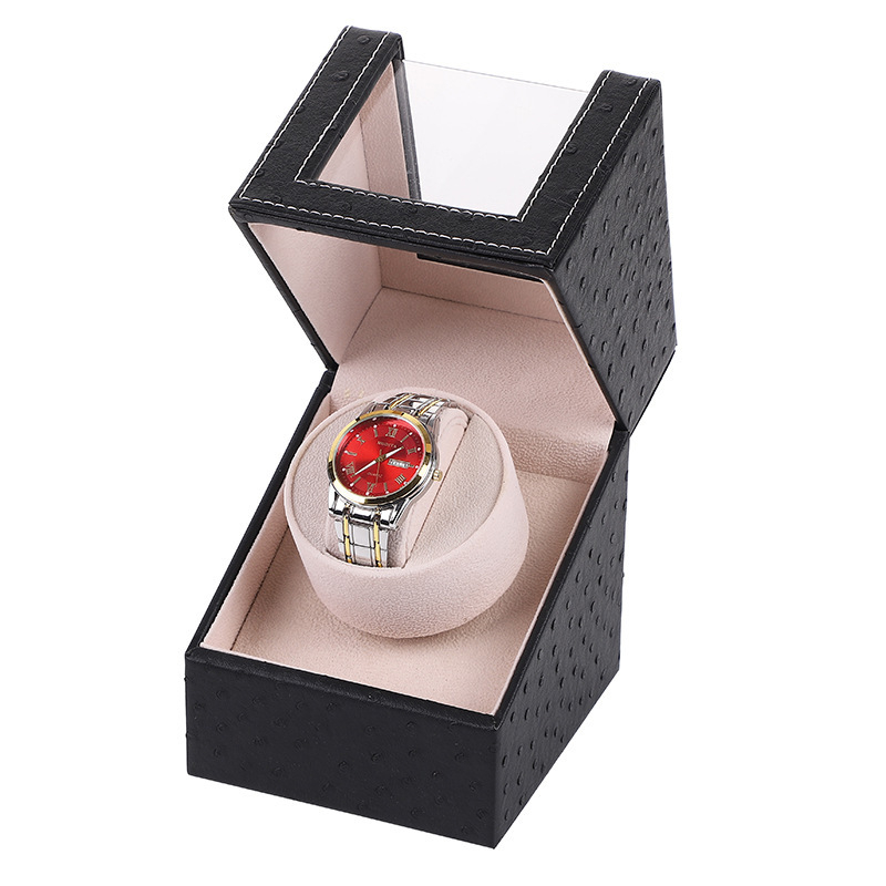 Pulksteņu kārba ar automātisku uzgriešanu — PU āda + MDF, roku šuvums, dubultā iepakošana