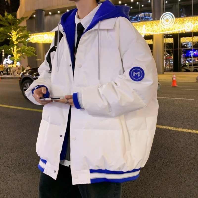 Talvejakke valge pardi sulgedega täidisega, paks, kapuuts, tõmblukuga, keskmise pikkusega, polüestrist välistä